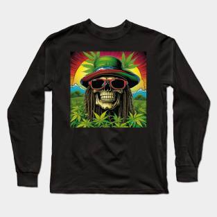 Rasta Skulls - Stoner Reggae Island Vibes 33 Long Sleeve T-Shirt